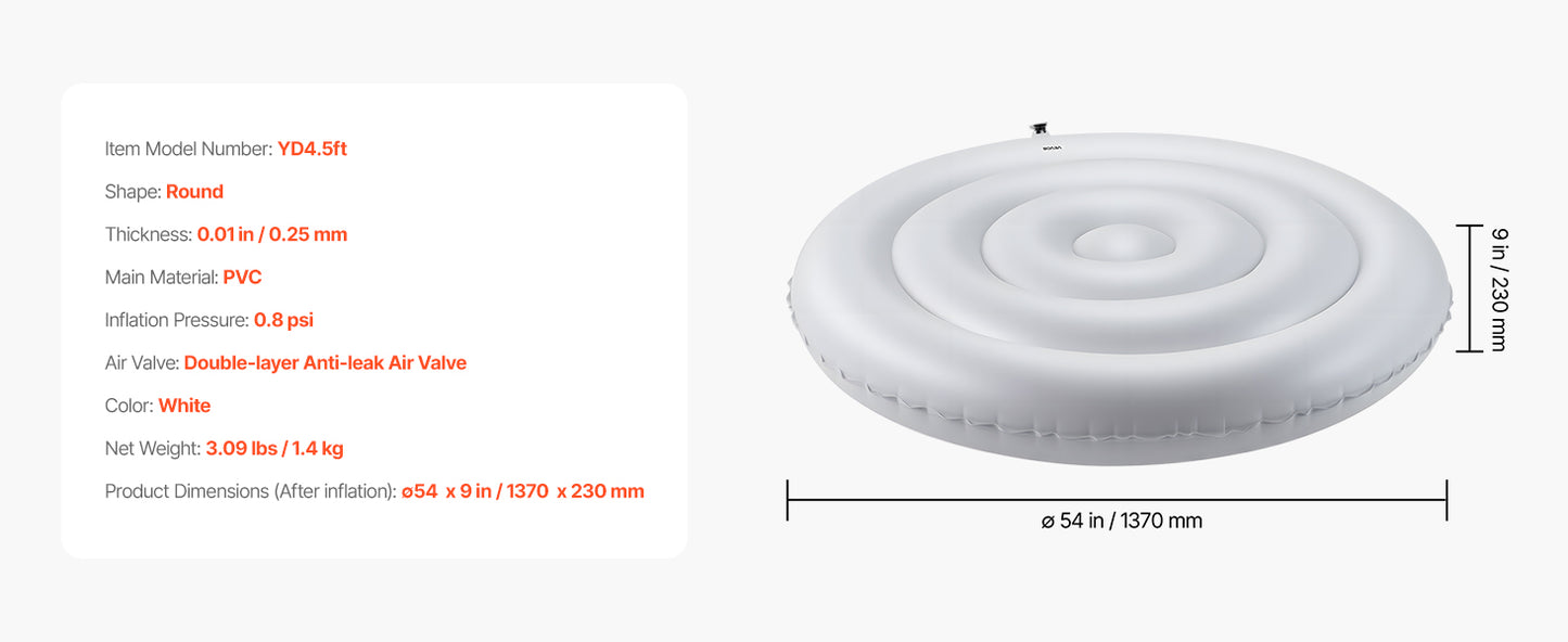 Inflatable Hot Tub Cover - Round Insulated Spa Cover for Recovery & Relaxation (65" Diameter)