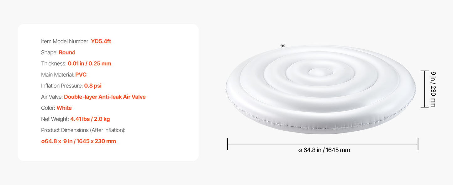 Inflatable Hot Tub Cover - Round Insulated Spa Cover for Recovery & Relaxation (65" Diameter)