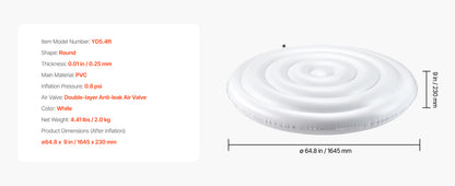 Inflatable Hot Tub Cover - Round Insulated Spa Cover for Recovery & Relaxation (65" Diameter)