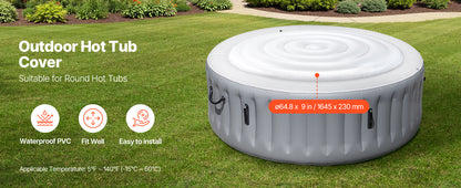 Inflatable Hot Tub Cover - Round Insulated Spa Cover for Recovery & Relaxation (65" Diameter)