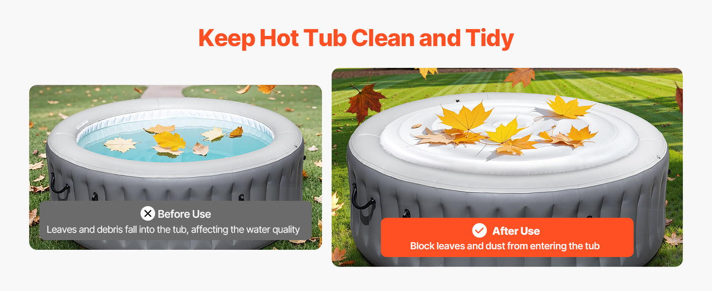Inflatable Hot Tub Cover - Round Insulated Spa Cover for Recovery & Relaxation (65" Diameter)