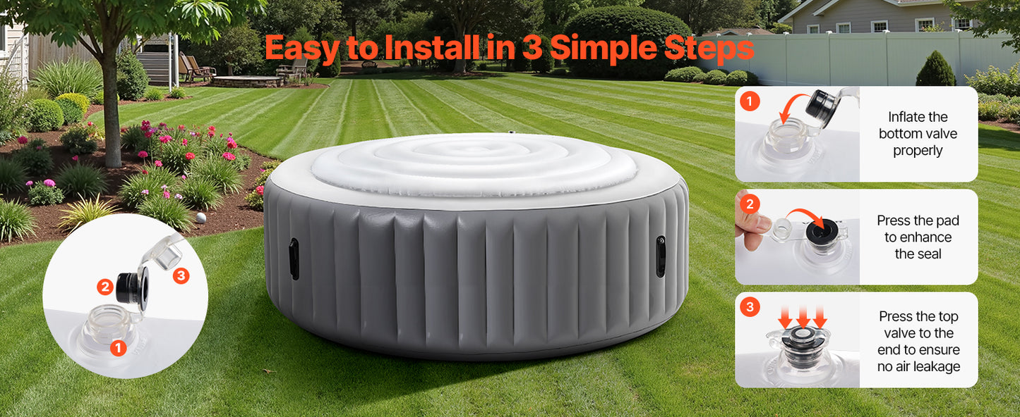 Inflatable Hot Tub Cover - Round Insulated Spa Cover for Recovery & Relaxation (65" Diameter)