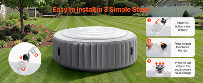 Inflatable Hot Tub Cover - Round Insulated Spa Cover for Recovery & Relaxation (65" Diameter)