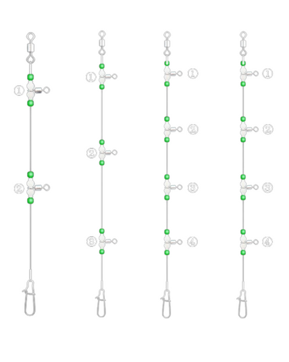 9KM Saltwater Fishing Rig Set - 3-Way Swivel Hook Connectors (2, 3, 4 Hook Options) for Fishing Line and Weight