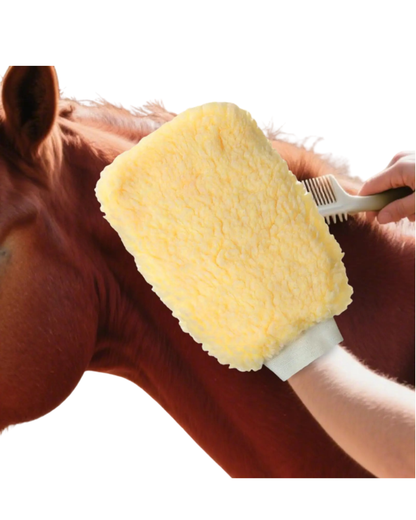 Fleece Grooming Mitt for Horses - Tick Applicator Glove for Bathing & Cleaning, Multifunctional for Cats, Dogs & Bunnies, 1pc